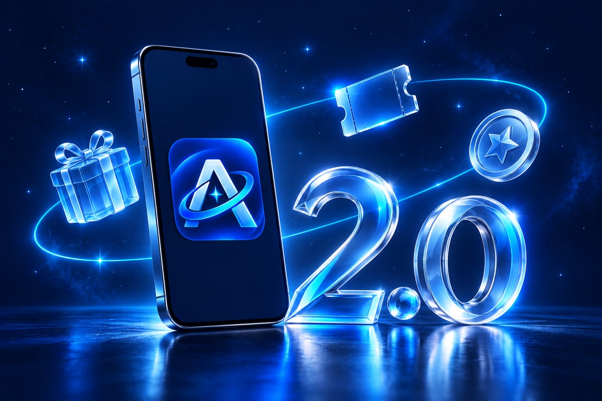Astron логотой утас, гэрэлтсэн 2.0 болон бэлэг, ваучер, урамшууллын дүрслэл